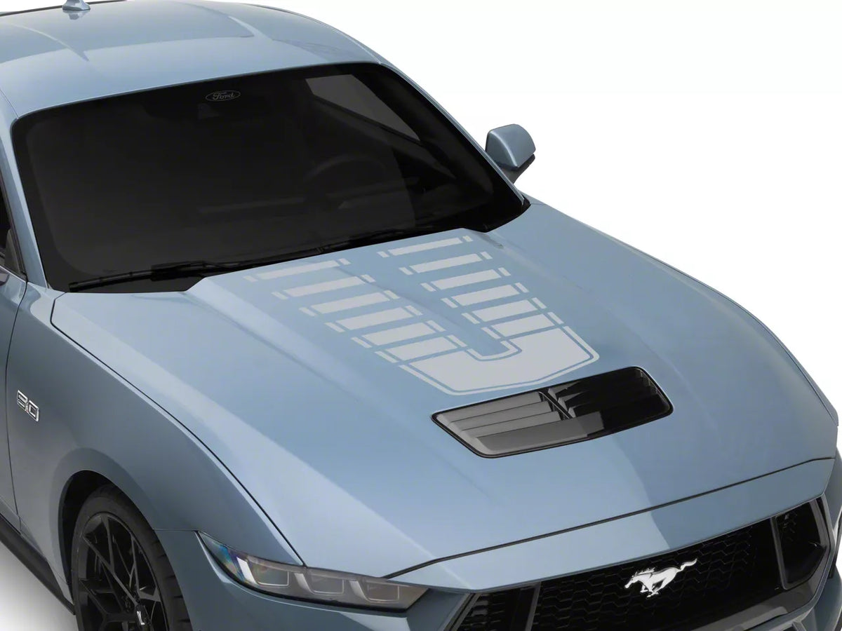 SEC10 Dashed Hood Decal; Silver (24-26 Mustang)