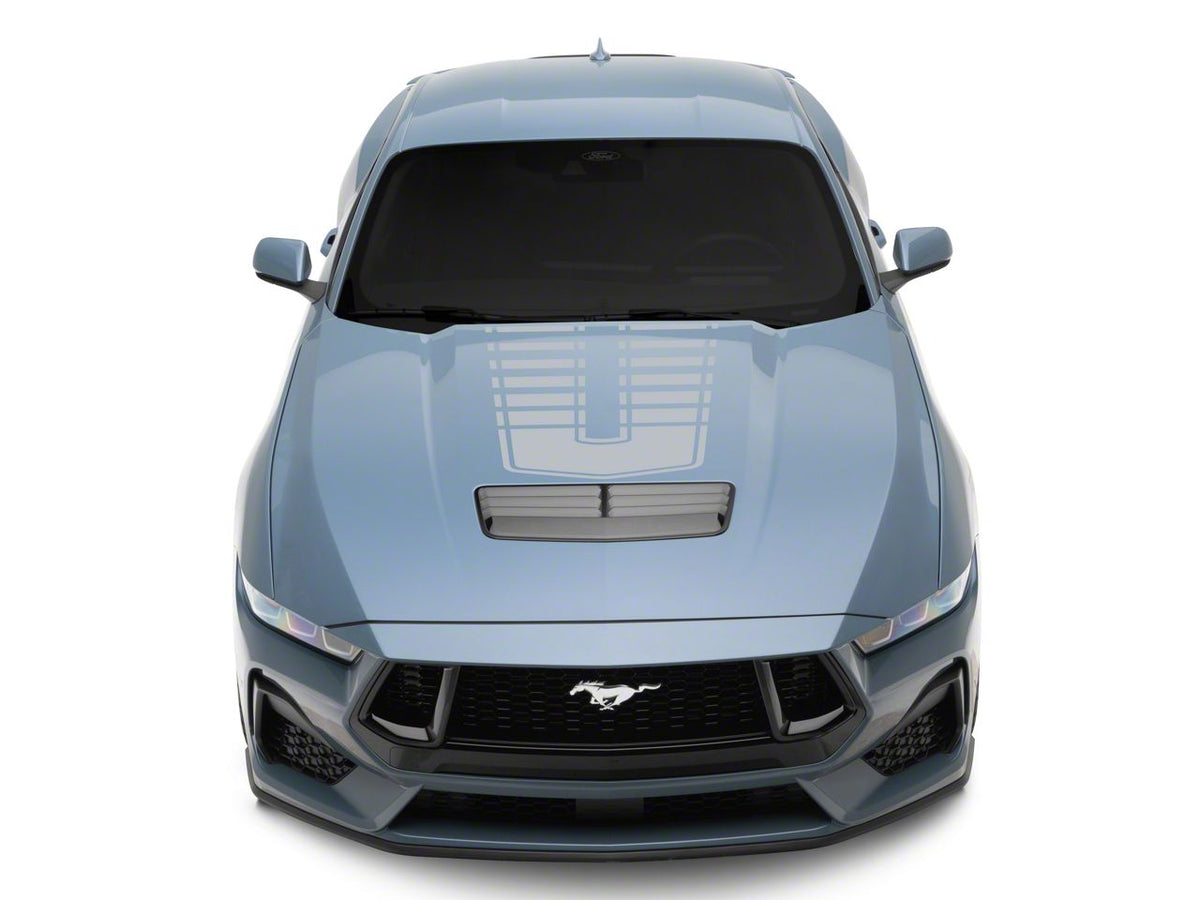 SEC10 Dashed Hood Decal; Silver (24-26 Mustang)