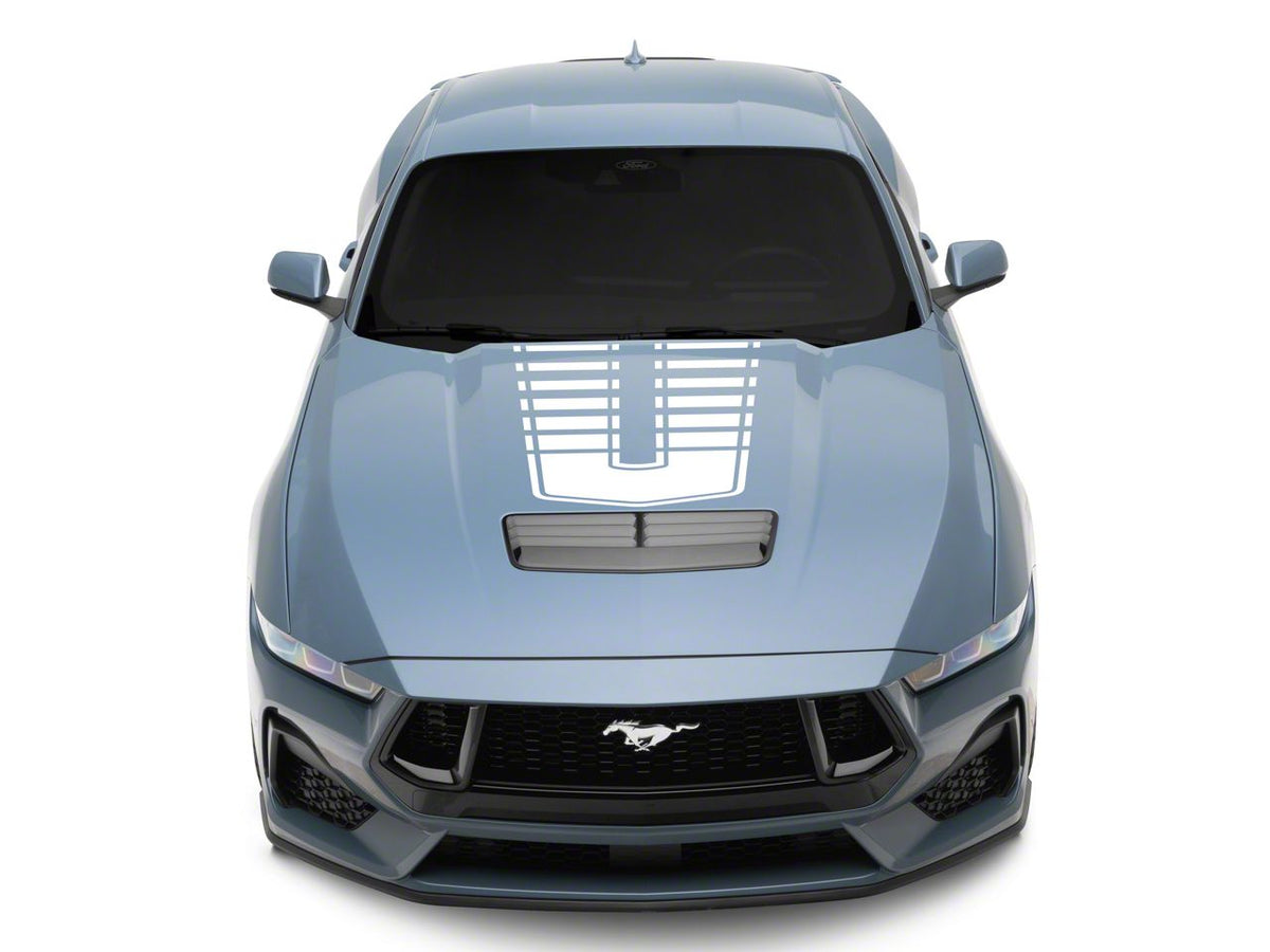 SEC10 Dashed Hood Decal; White (24-26 Mustang)