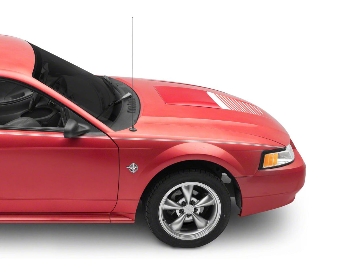 SEC10 Dashed Hood Decal; White (99-04 Mustang)