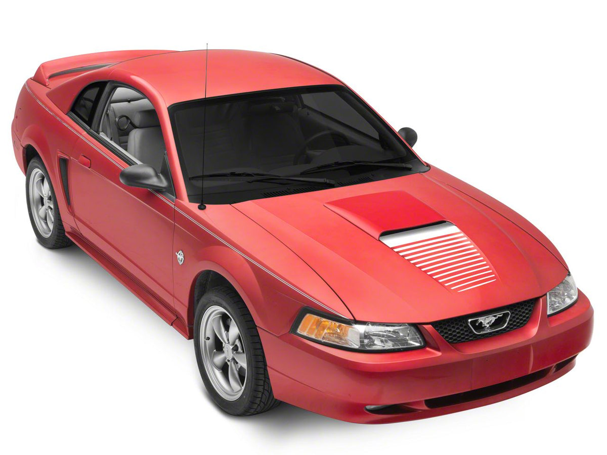 SEC10 Dashed Hood Decal; White (99-04 Mustang)
