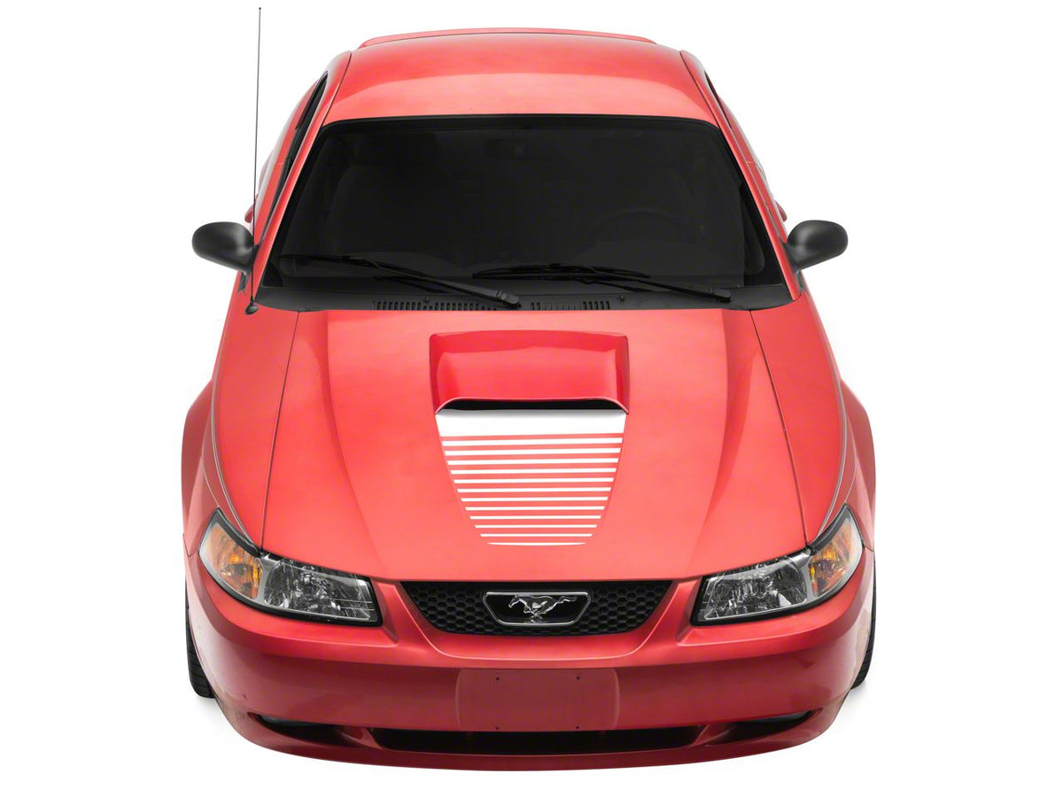 SEC10 Dashed Hood Decal; White (99-04 Mustang)