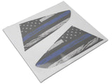 SEC10 Distressed Flag Quarter Window Printed Decals; Blue Line (24-26 Mustang Fastback)