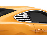 SEC10 Distressed Flag Quarter Window Decals; White (15-26 Mustang Fastback)