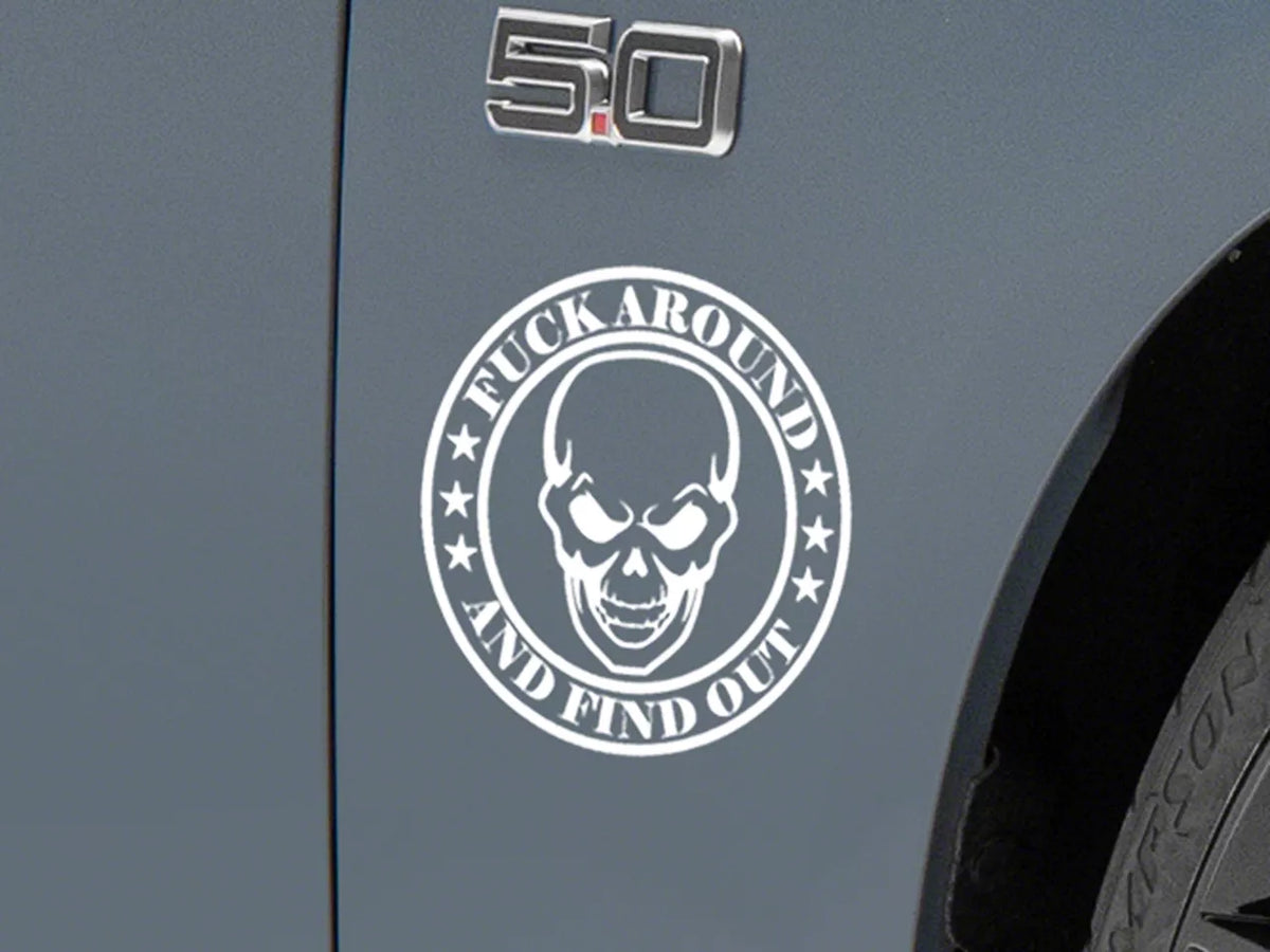 SEC10 FAFO Skull Decal; White (Universal; Some Adaptation May Be Required)