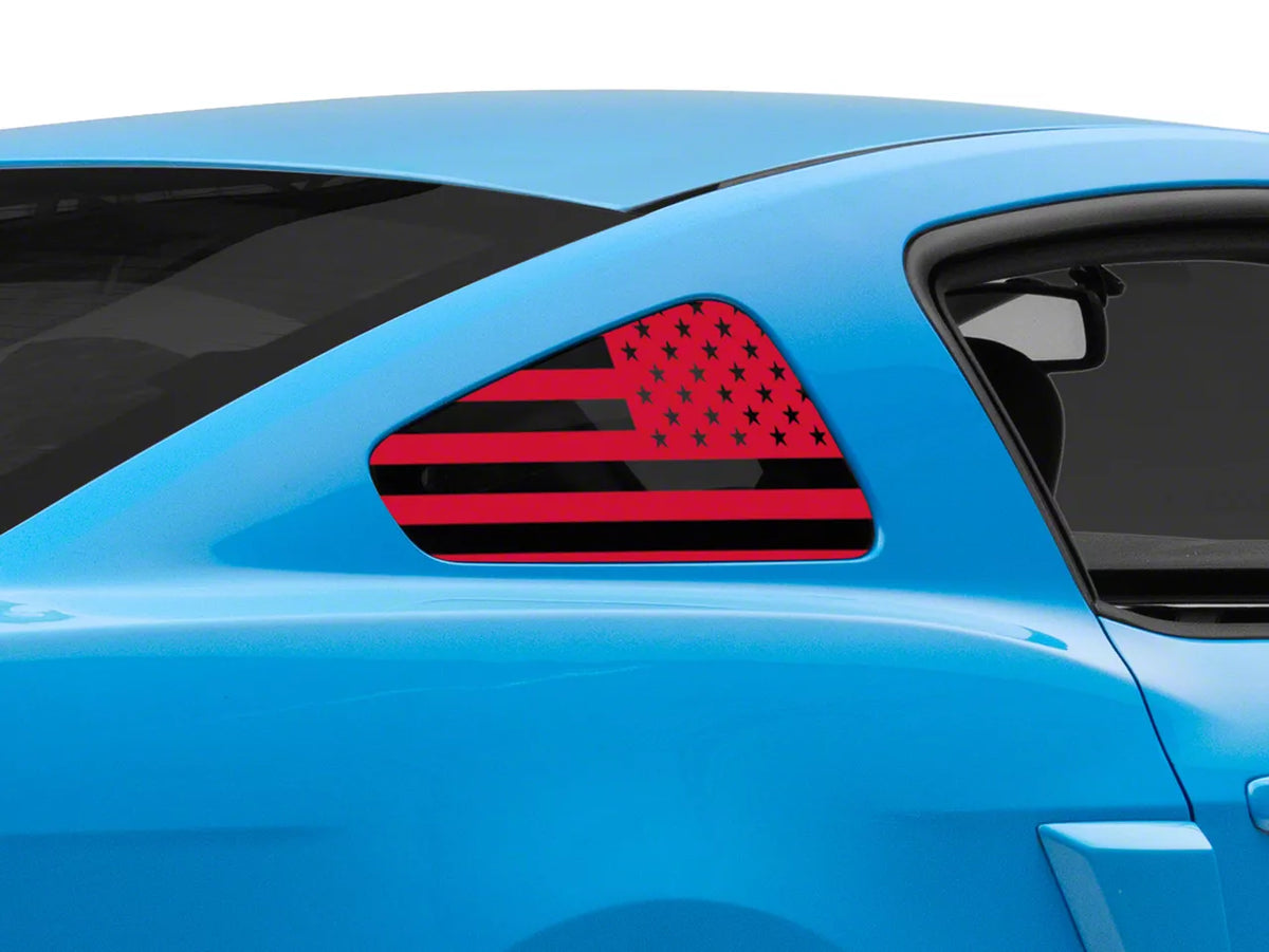 SEC10 Flag Quarter Window Decals; Red (10-14 Mustang Coupe)