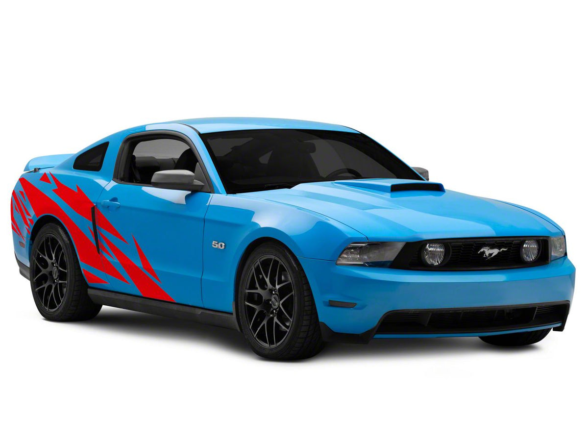 SEC10 Geometric Side Graphics; Red (10-14 Mustang)