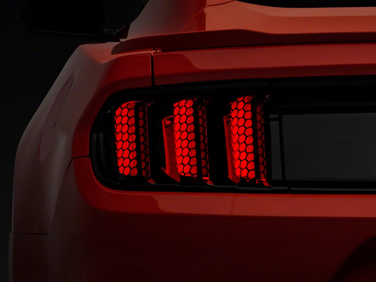 SEC10 Honeycomb Tail Light Tint; Smoked (15-17 Mustang; 18-20 Mustang GT350)