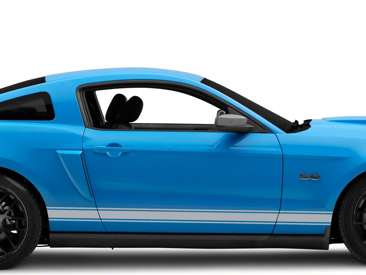SEC10 Plain Rocker Stripes; Silver (10-14 Mustang)