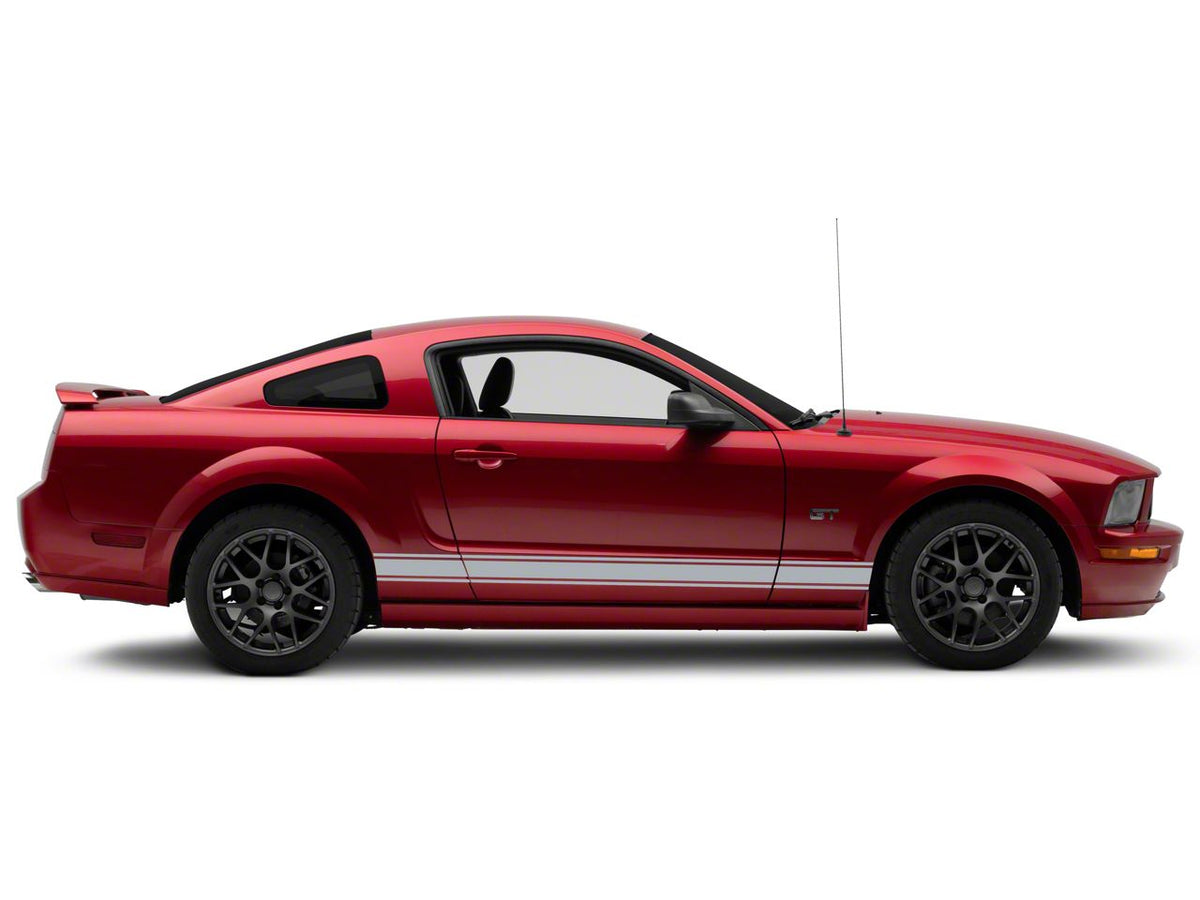 SEC10 Plain Rocker Stripes; Silver (05-09 Mustang)