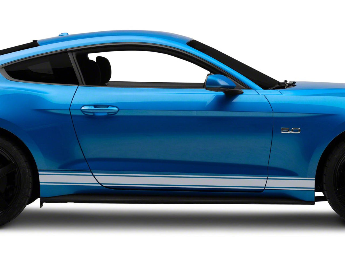 SEC10 Plain Rocker Stripes; Silver (15-26 Mustang)
