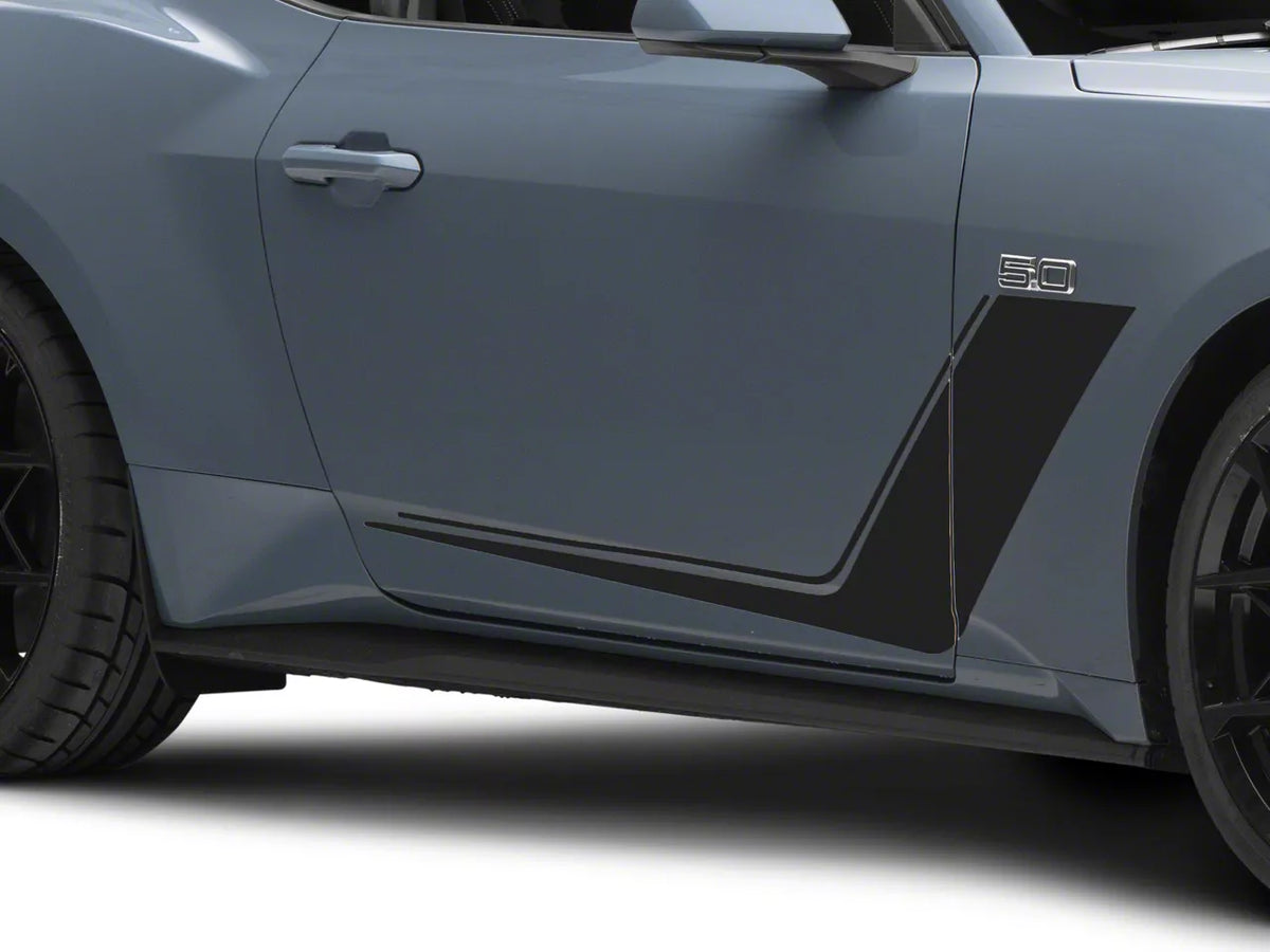 SEC10 Side Stripes wih Pin Stripe; Gloss Black (24-26 Mustang)
