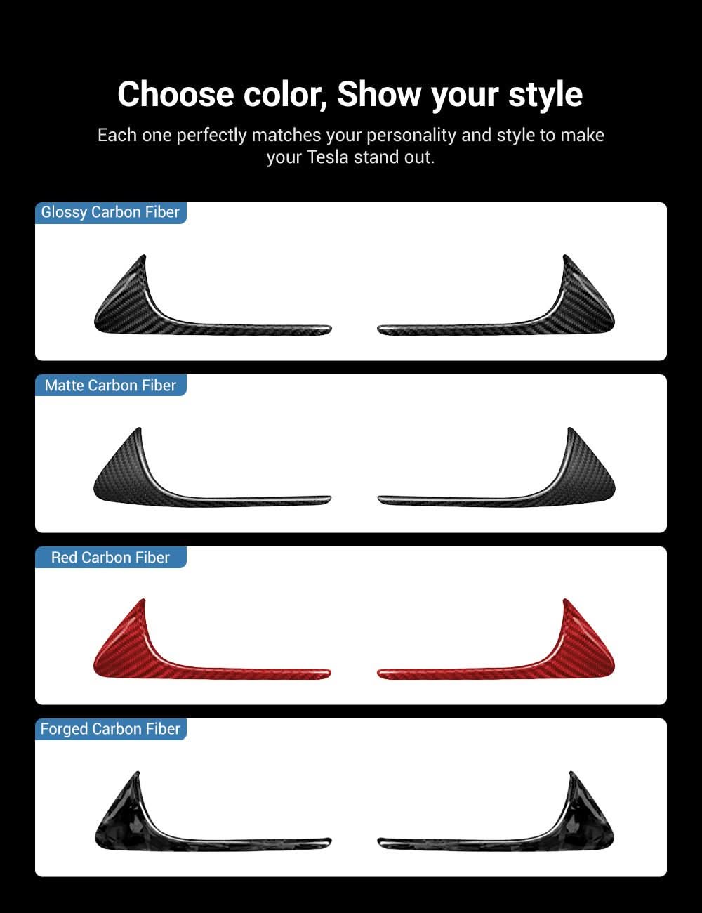 Side Camera Turn Signal Cover for Model 3/S/Y/X - Carbon Fiber Exterior Mods