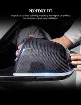 Side Mirror Cover OEM Style for Tesla Model X / S - Dry Carbon Fiber Exterior Mods