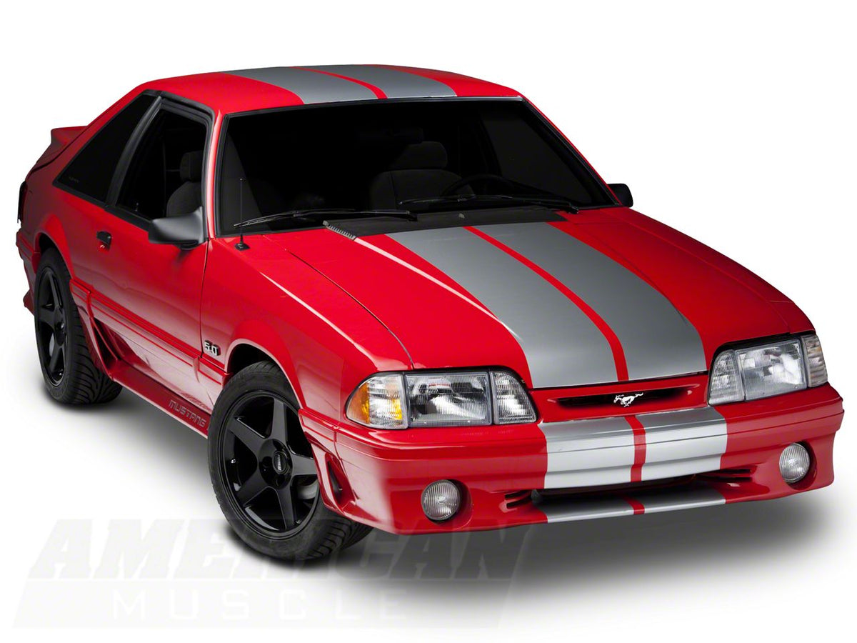SEC10 GT500 Style Stripes; Silver; 10-Inch (79-93 Mustang)