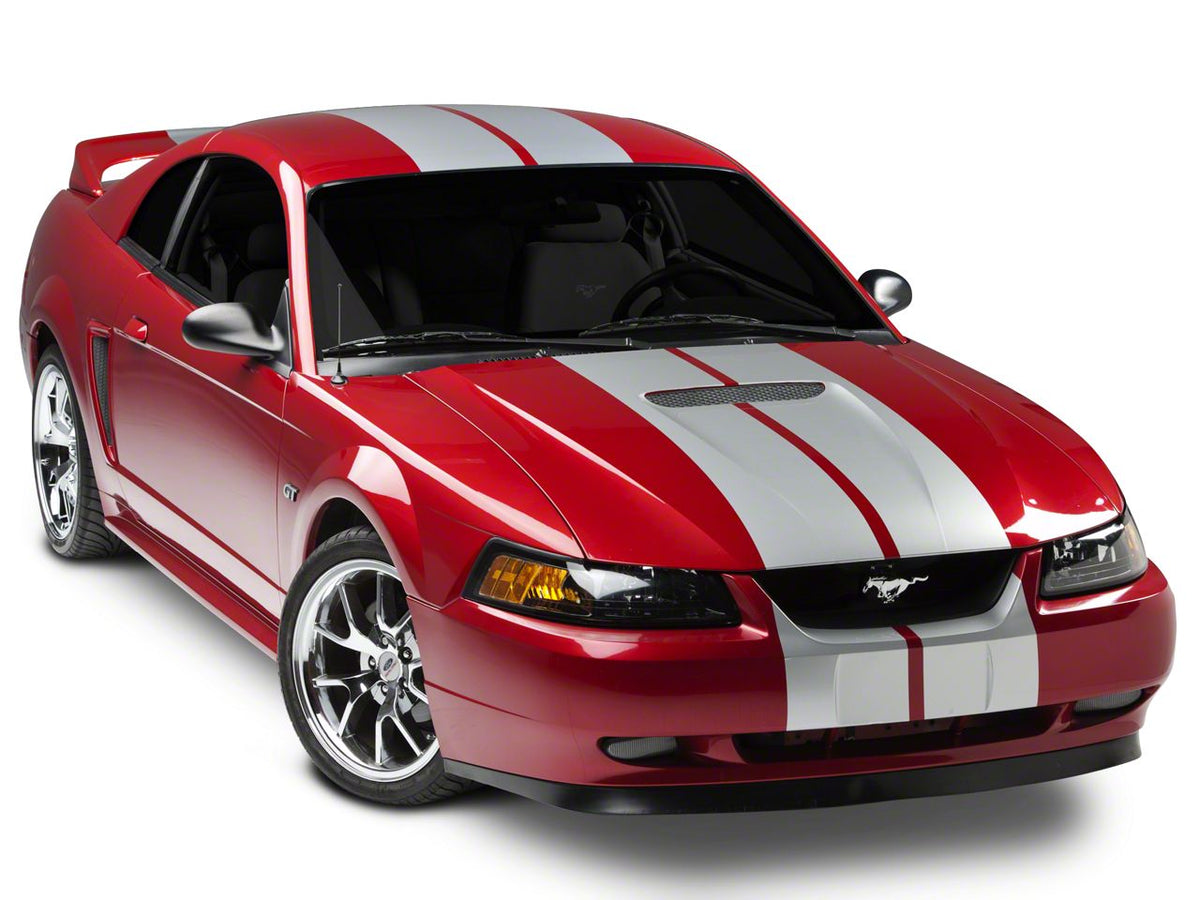 SEC10 GT500 Style Stripes; Silver; 10-Inch (94-04 Mustang)