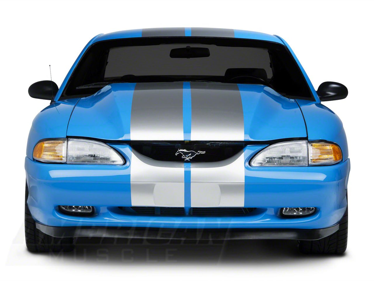 SEC10 GT500 Style Stripes; Silver; 10-Inch (94-04 Mustang)