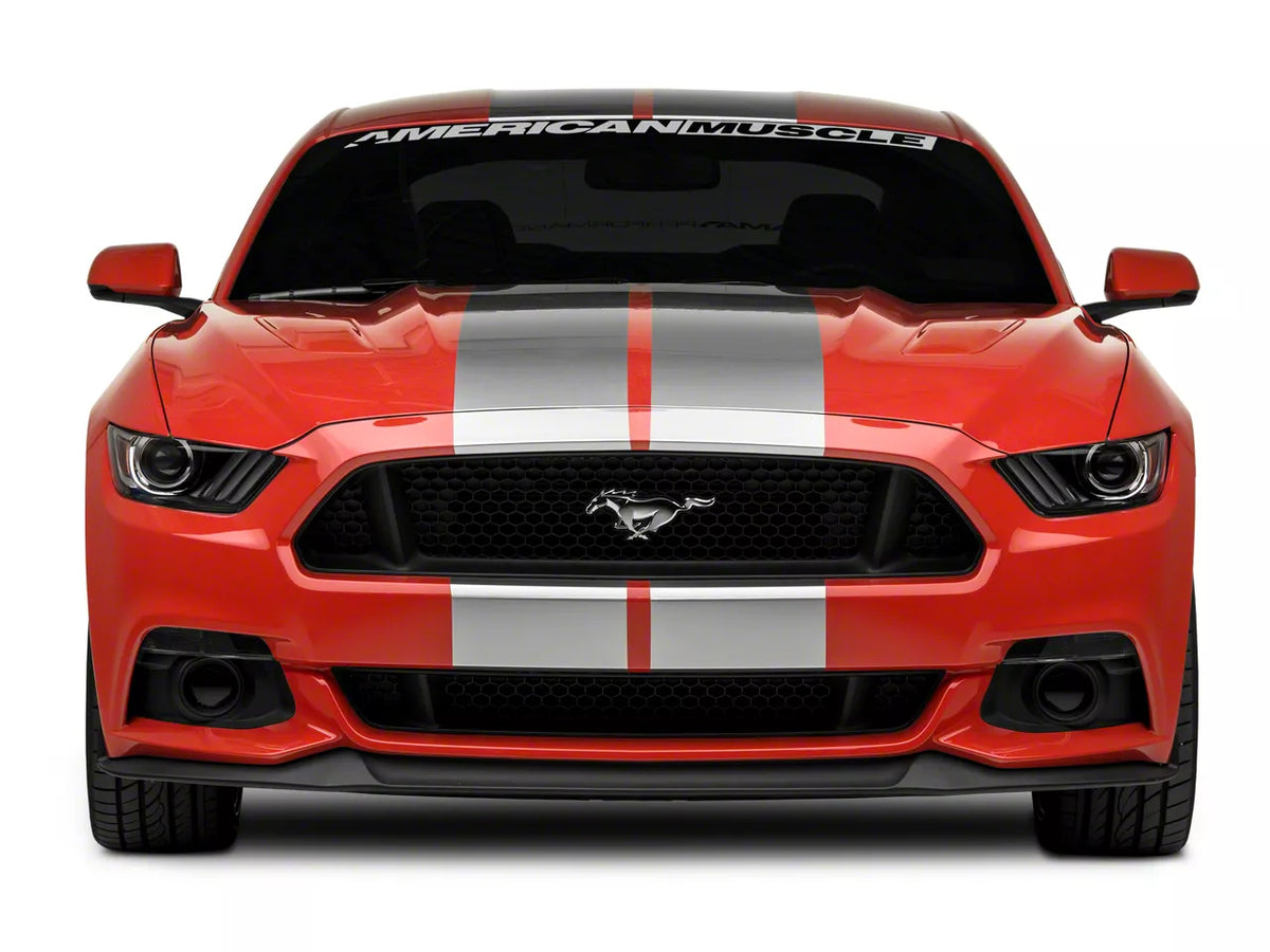 SEC10 GT500 Style Stripes; Silver; 10-Inch (15-23 Mustang)