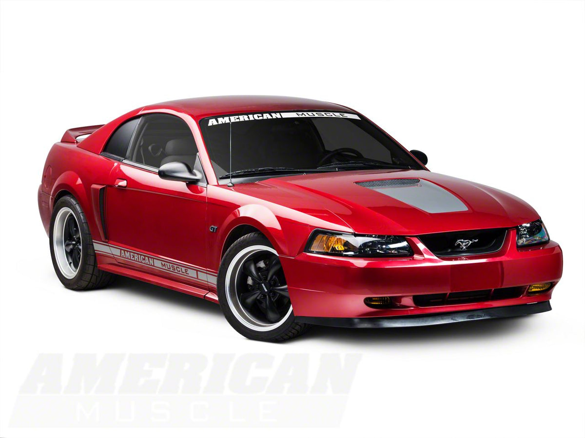 SEC10 Hood Decal; Silver (99-04 Mustang GT; 99-02 Mustang V6)