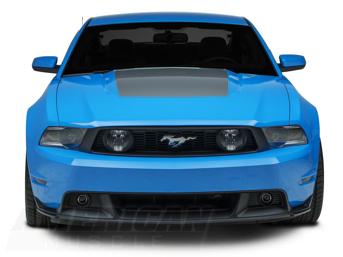 SEC10 Single Hood Stripe; Silver (10-12 Mustang GT, V6)