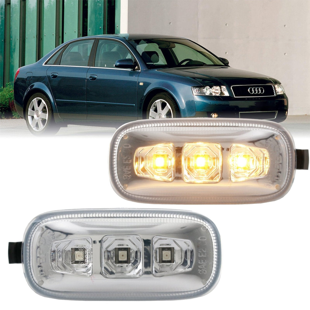 2002-2008 Audi A4/S4/RS4 Clear Amber LED Side Marker Lights