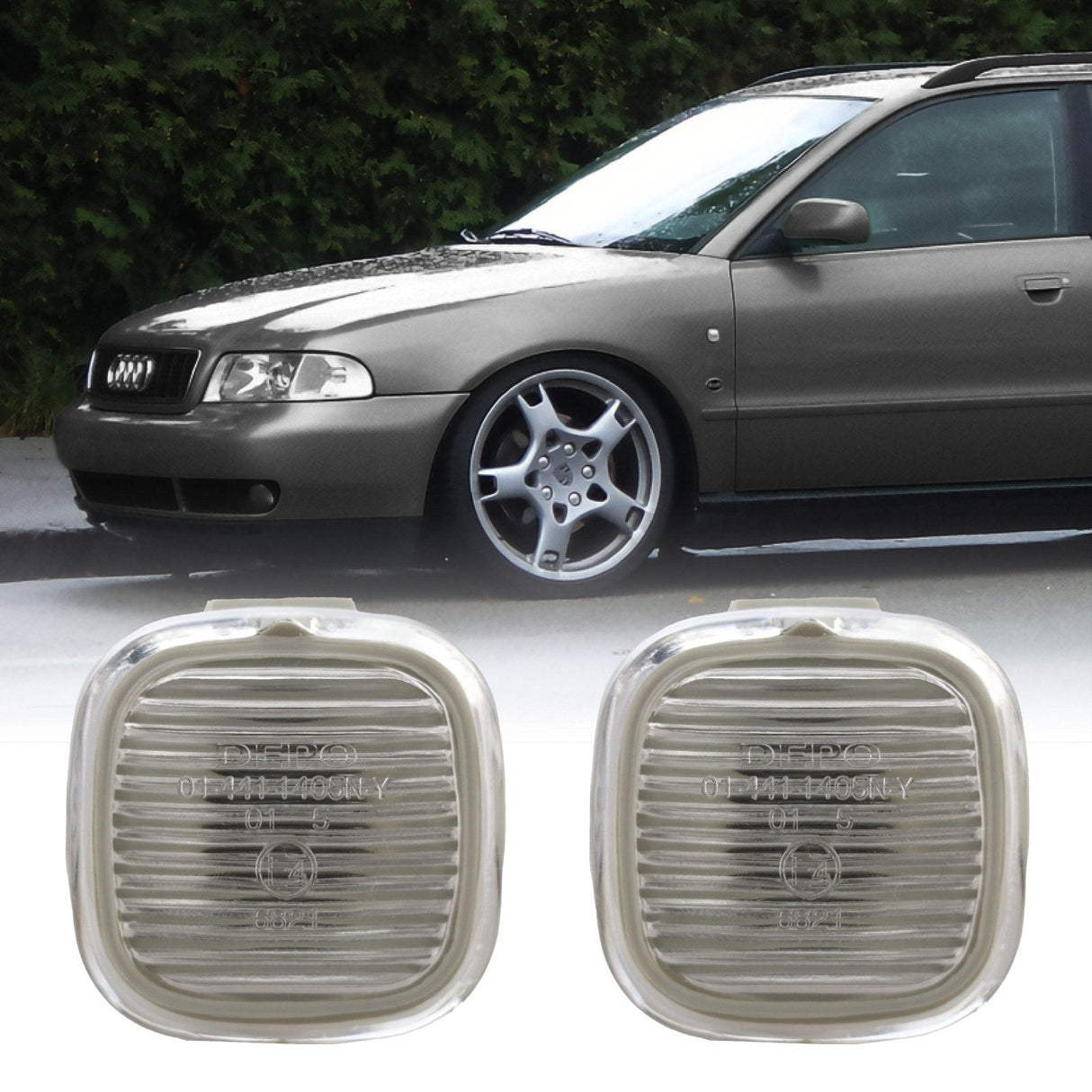 1996-1998 Audi B5 A4 Clear Side Marker Lights