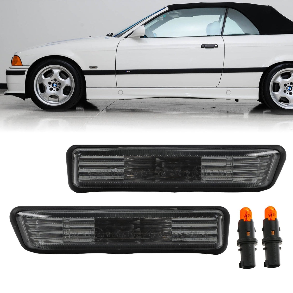 1997-1999 BMW E36 & E53 X5 Crystal Smoke Side Marker Lights