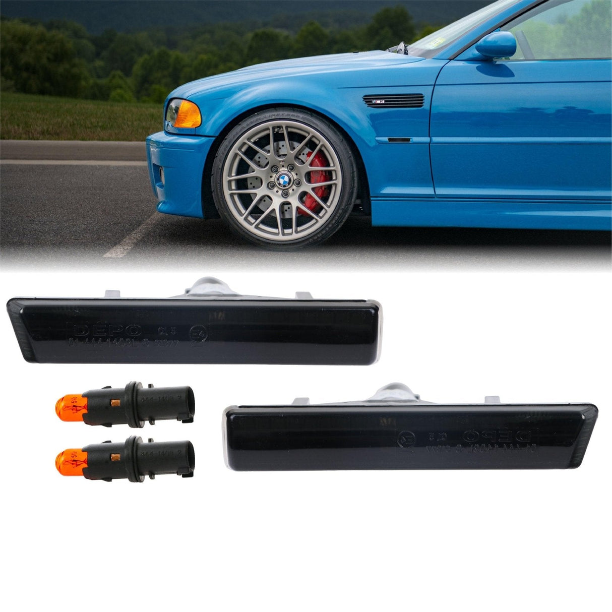 1995-2001 BMW E38 7 Series & E46 M3 Crystal Smoke Side Marker Lights