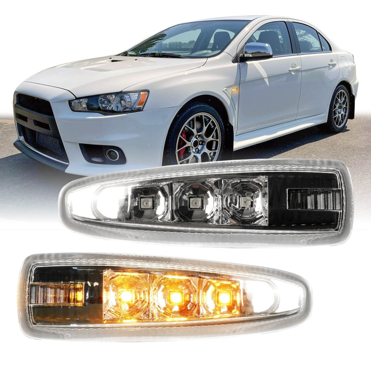 2008-2012 Mitsubishi Lancer Clear Amber LED Side Marker Lights