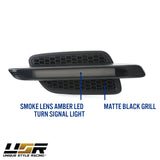 2008-2009 Pontiac G8 Matte Black Fender Smoke Light Bar Amber Led Side Marker Light