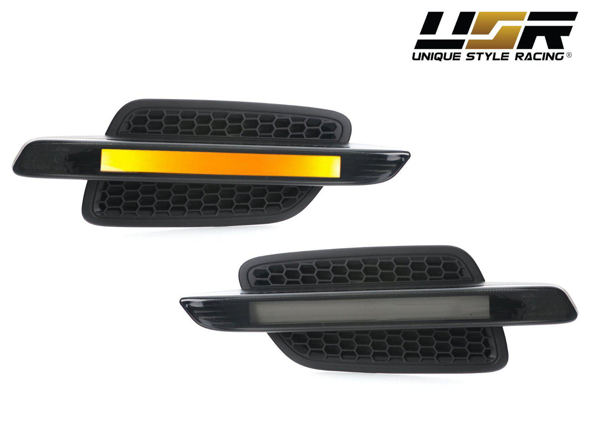 2008-2009 Pontiac G8 Matte Black Fender Smoke Light Bar Amber Led Side Marker Light