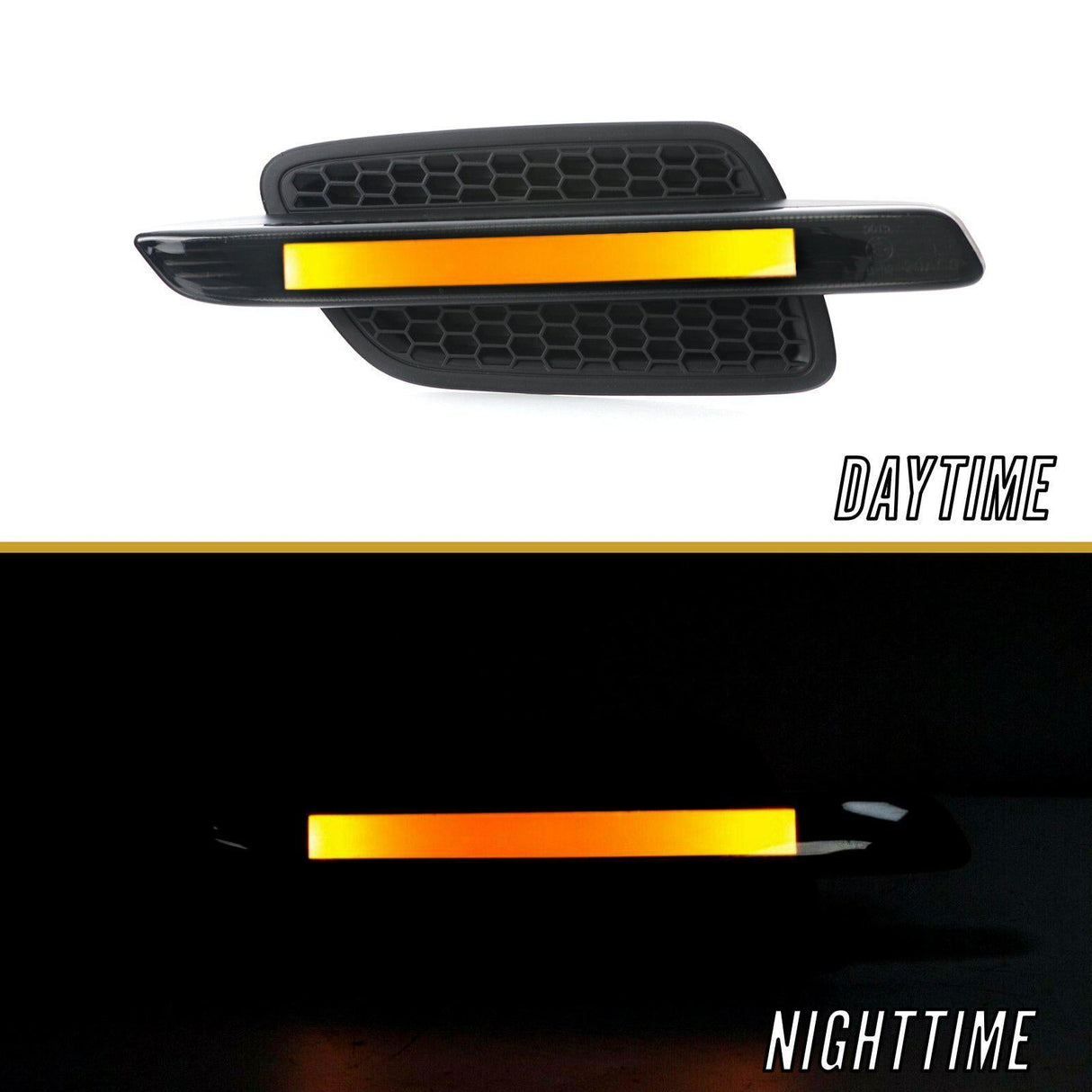 2008-2009 Pontiac G8 Matte Black Fender Smoke Light Bar Amber Led Side Marker Light