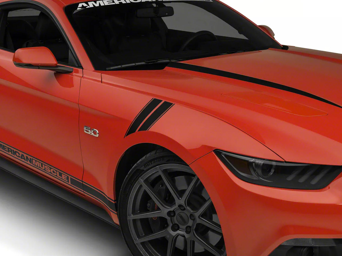 SpeedForm Pinstriped Hash Marks; Matte Black (24-26 Mustang)