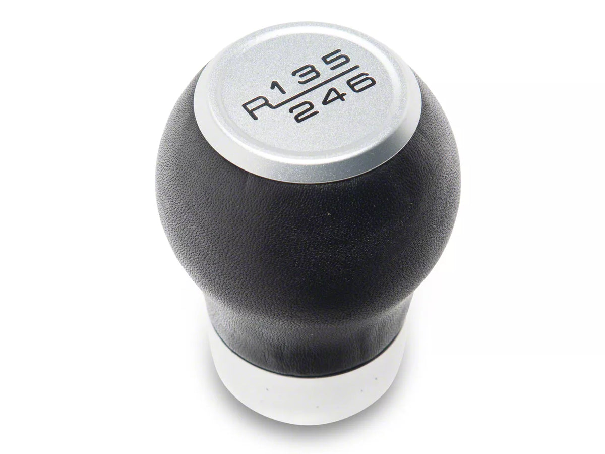 Speedform 6-Speed Leather Shift Knob; Silver (24-26 Mustang Gt, Dark Horse)