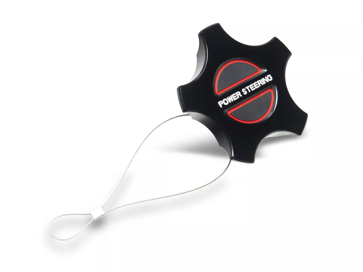 SpeedForm Modern Billet Power Steering Cap; Black (05-10 Mustang)