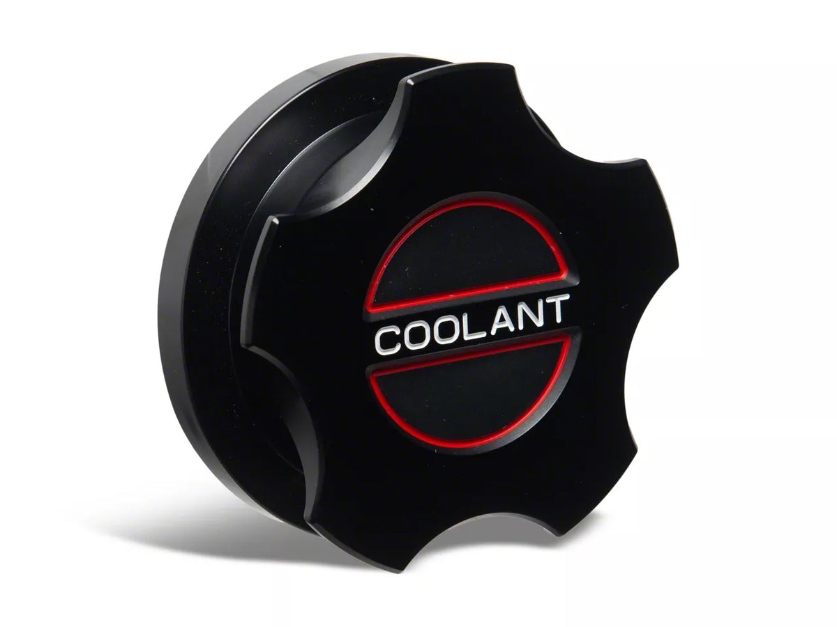SpeedForm Modern Billet Radiator Cap Cover; Black (15-23 Mustang)