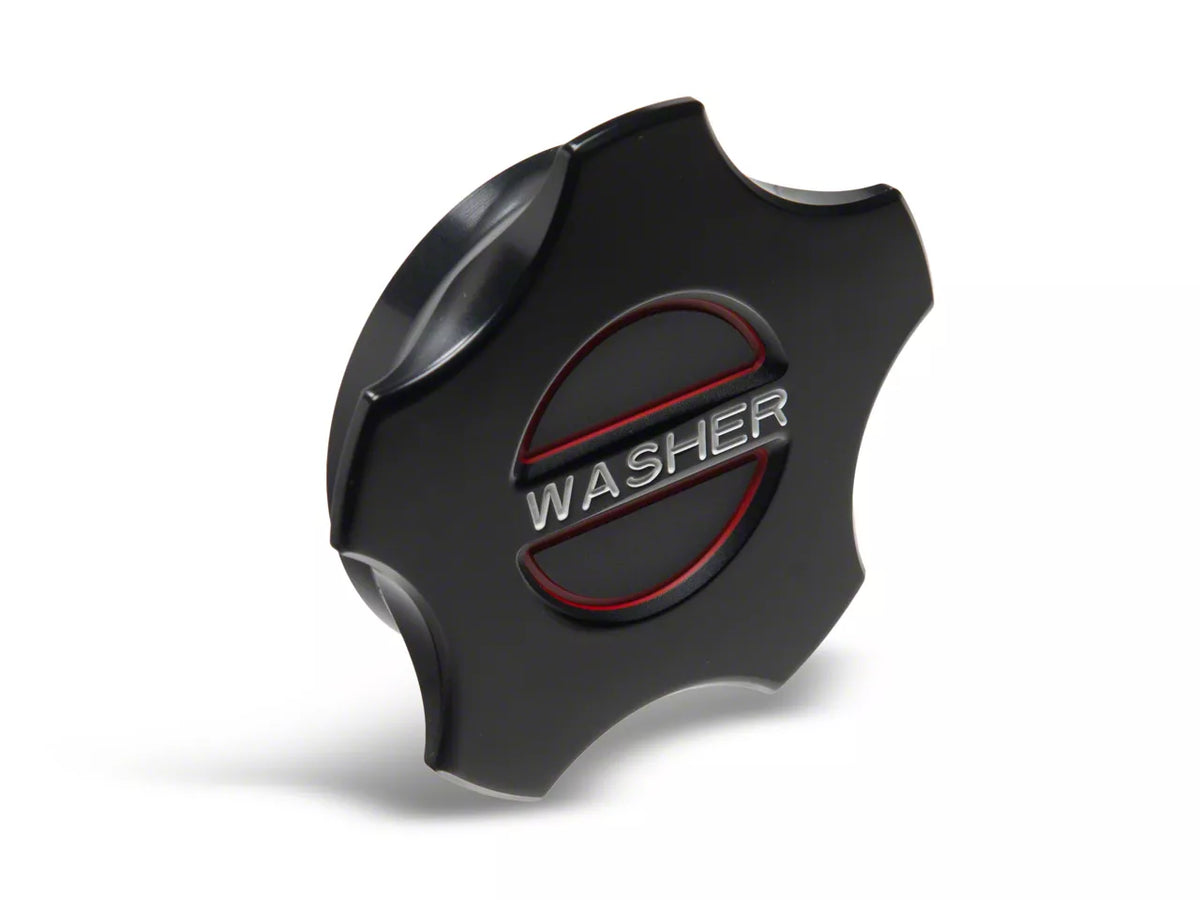 SpeedForm Modern Billet Washer Fluid Cap; Black (05-10 Mustang)