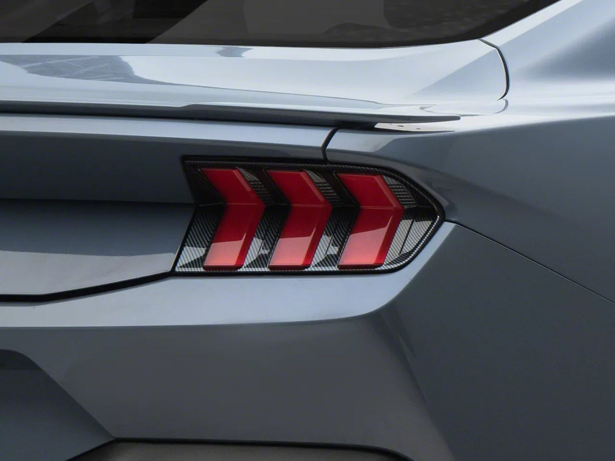 Speedform Tail Light Border Trim; Carbon Appearance (24-26 Mustang)