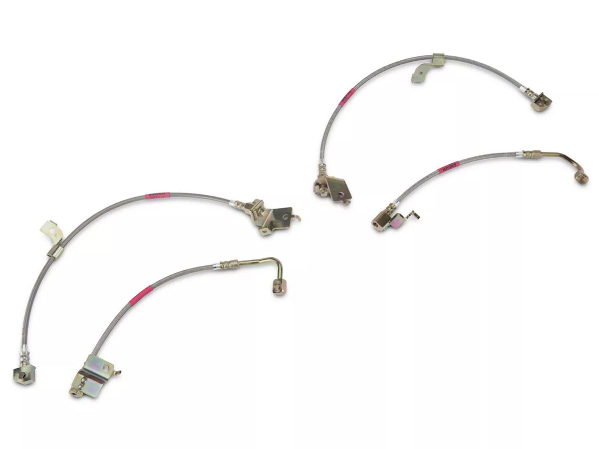 Sr Performance Stainless Braided Brake Lines; Front And Rear (15-23 Mustang Gt, Ecoboost, V6)