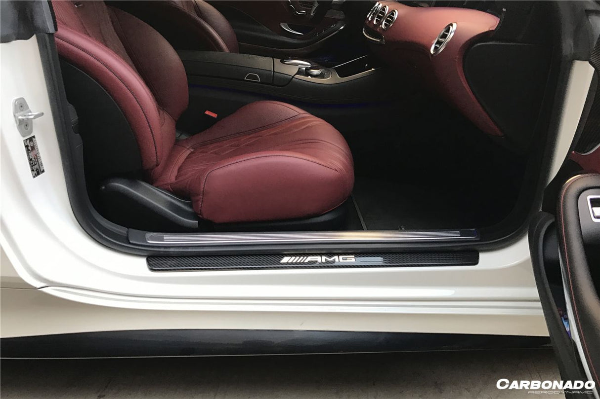 2014-2021 Mercedes Benz C217 S63  S65 AMG Coupe OE Style Dry Carbon Fiber Door Sills Steps Cover