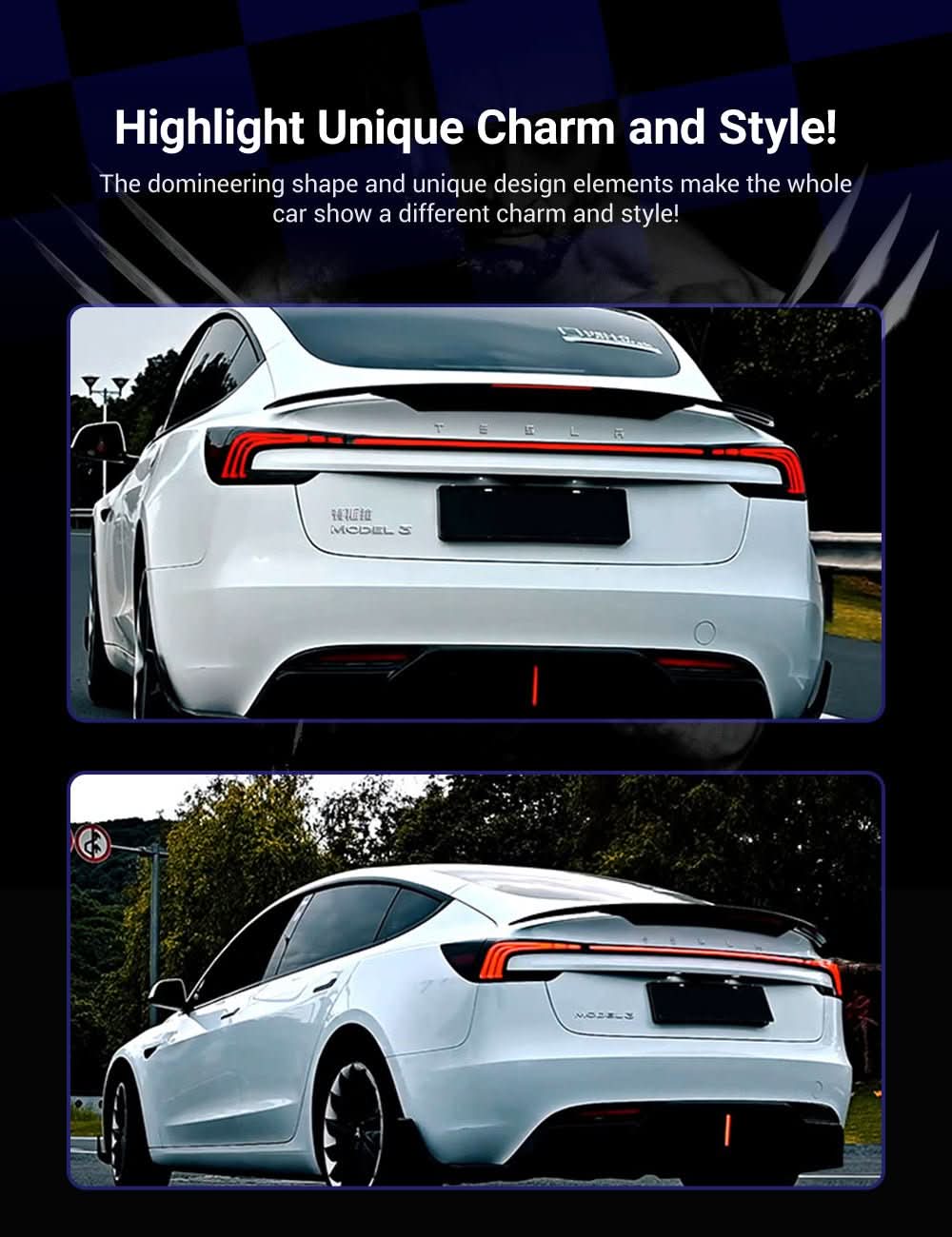 TESERY Starlink Full-Width Strip Taillight for Model 3 Highland