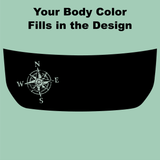 Stealth Black Compass Rose Hood Overlay (Printed Series) - 2021+ Bronco