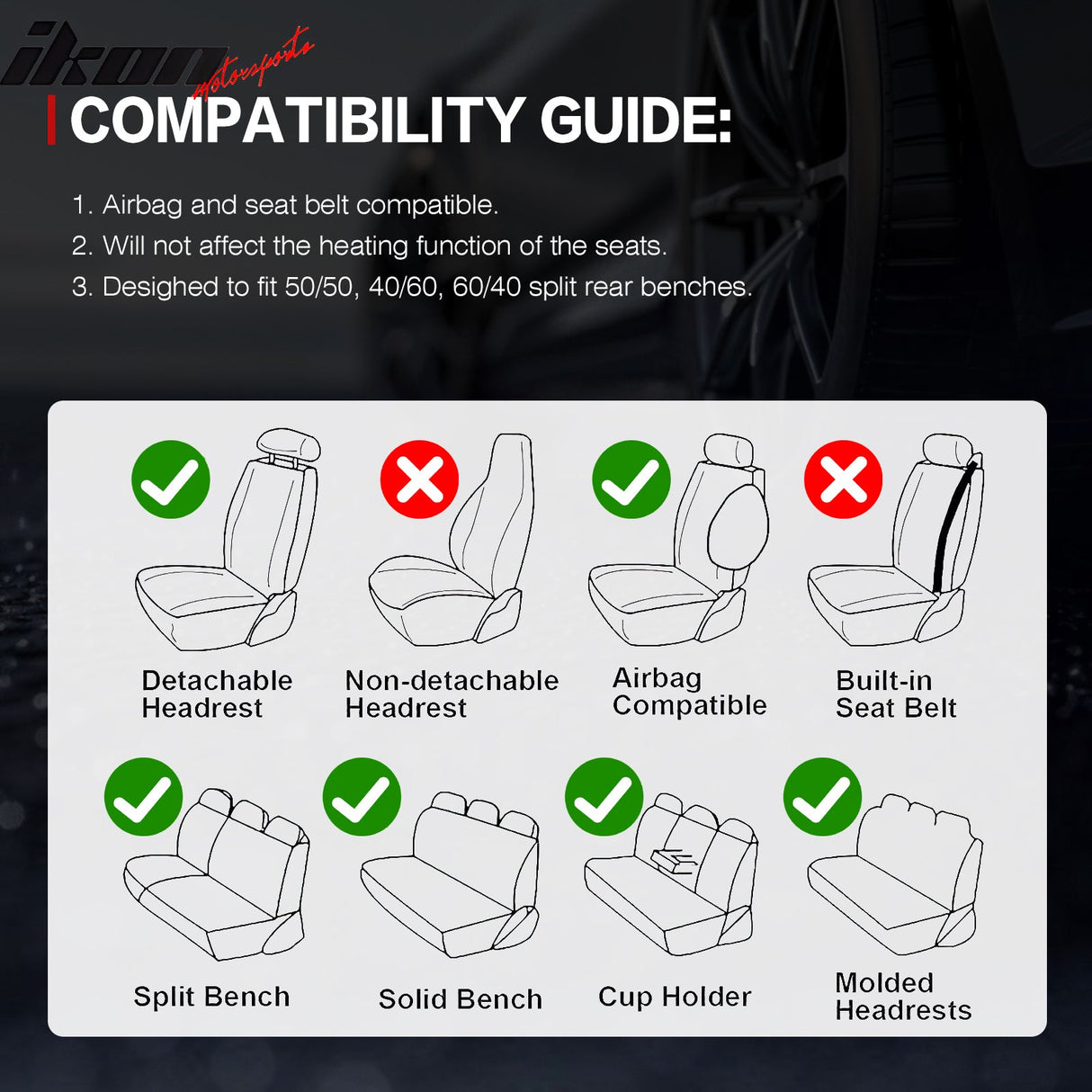 Universal PU Leather Car Seat Cover w/ Lumbar 04B Style Full Set