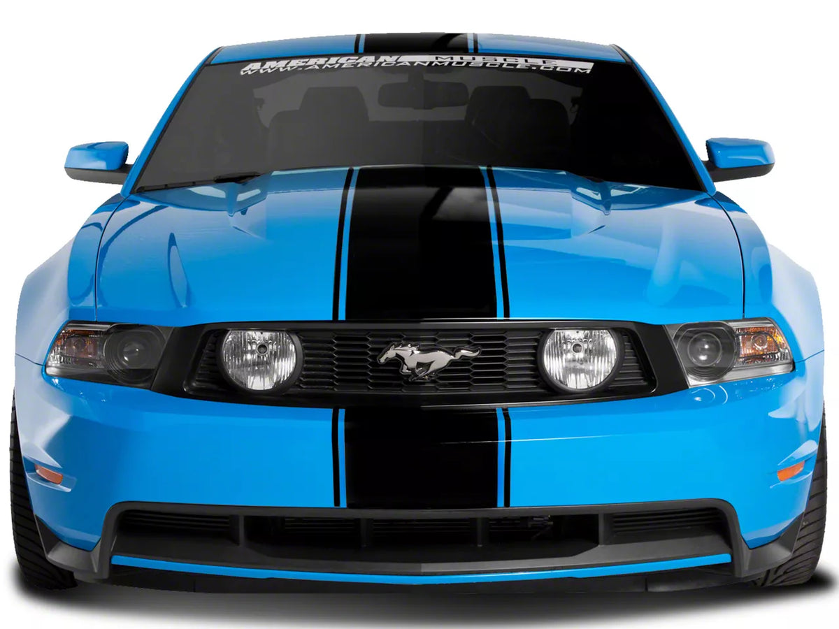 SEC10 Super Snake Style Stripes; Gloss Black (79-23 Mustang)