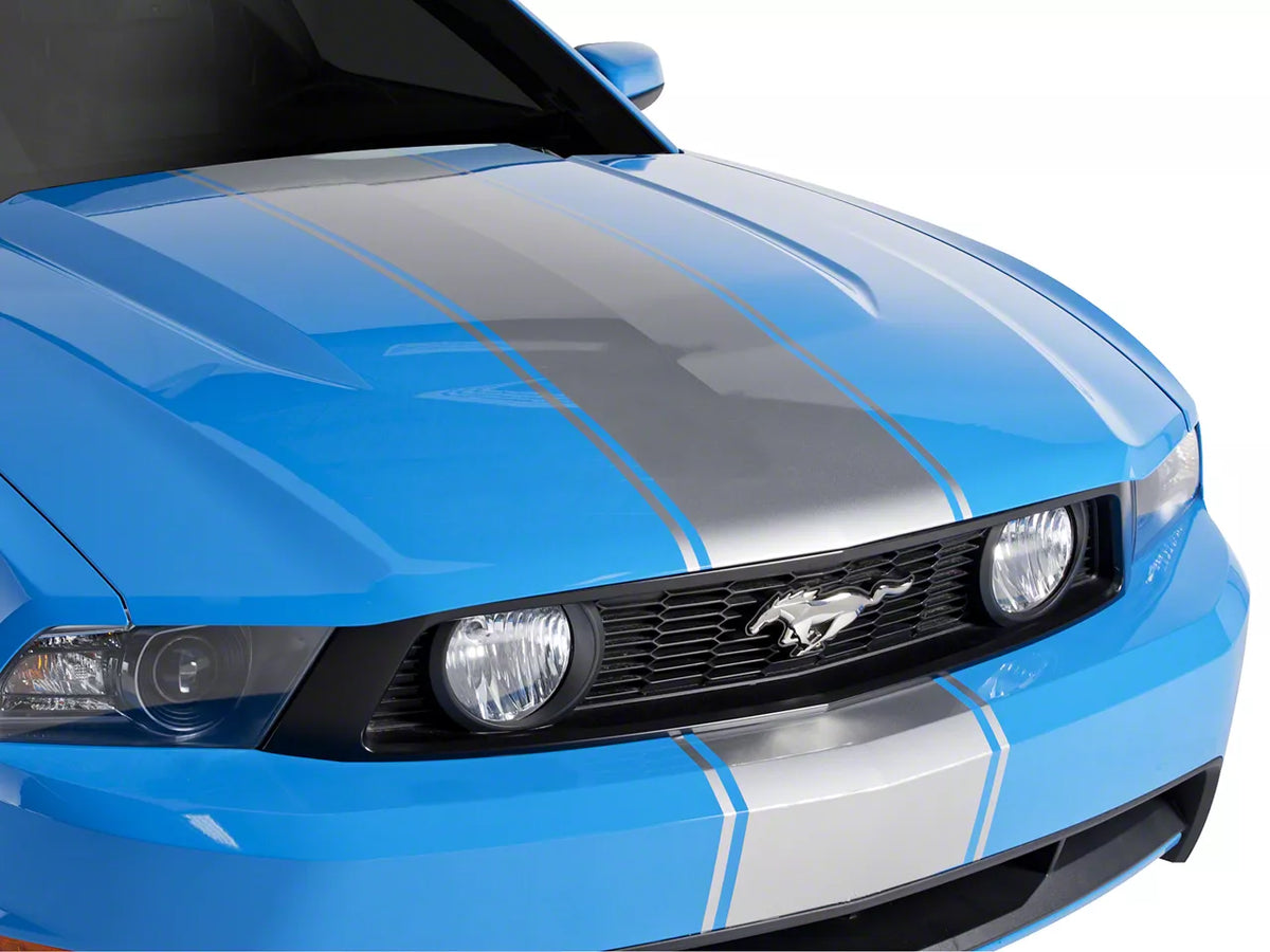 SEC10 Super Snake Style Stripes; Silver (79-23 Mustang)
