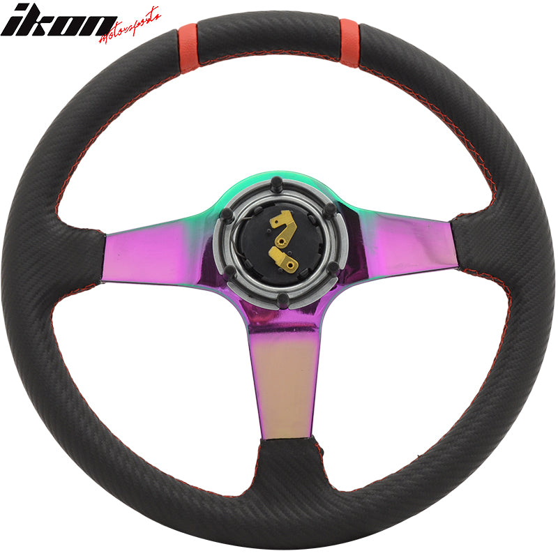 350MM Black CF Print Neo Spoke Sport Racing Steering Wheel  Logo