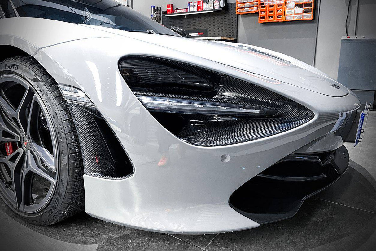 2017-2022 McLaren 720S OEM Style Dry Carbon Fiber Headlight Inserts Tim Replacement