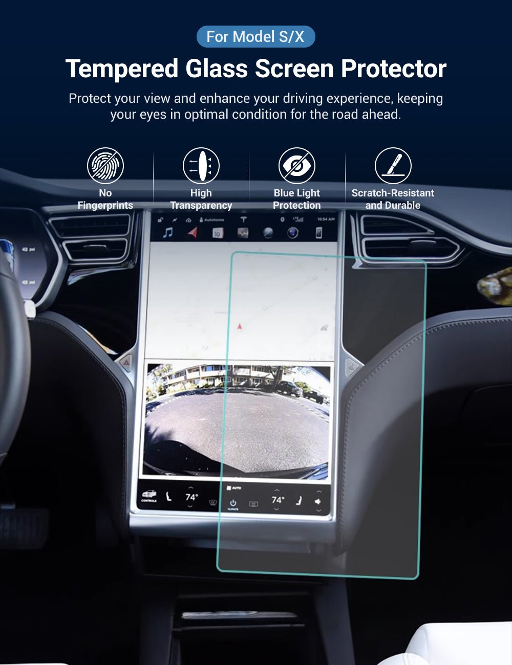 Tempered Glass Screen Protector for Model S/X【17 inch】