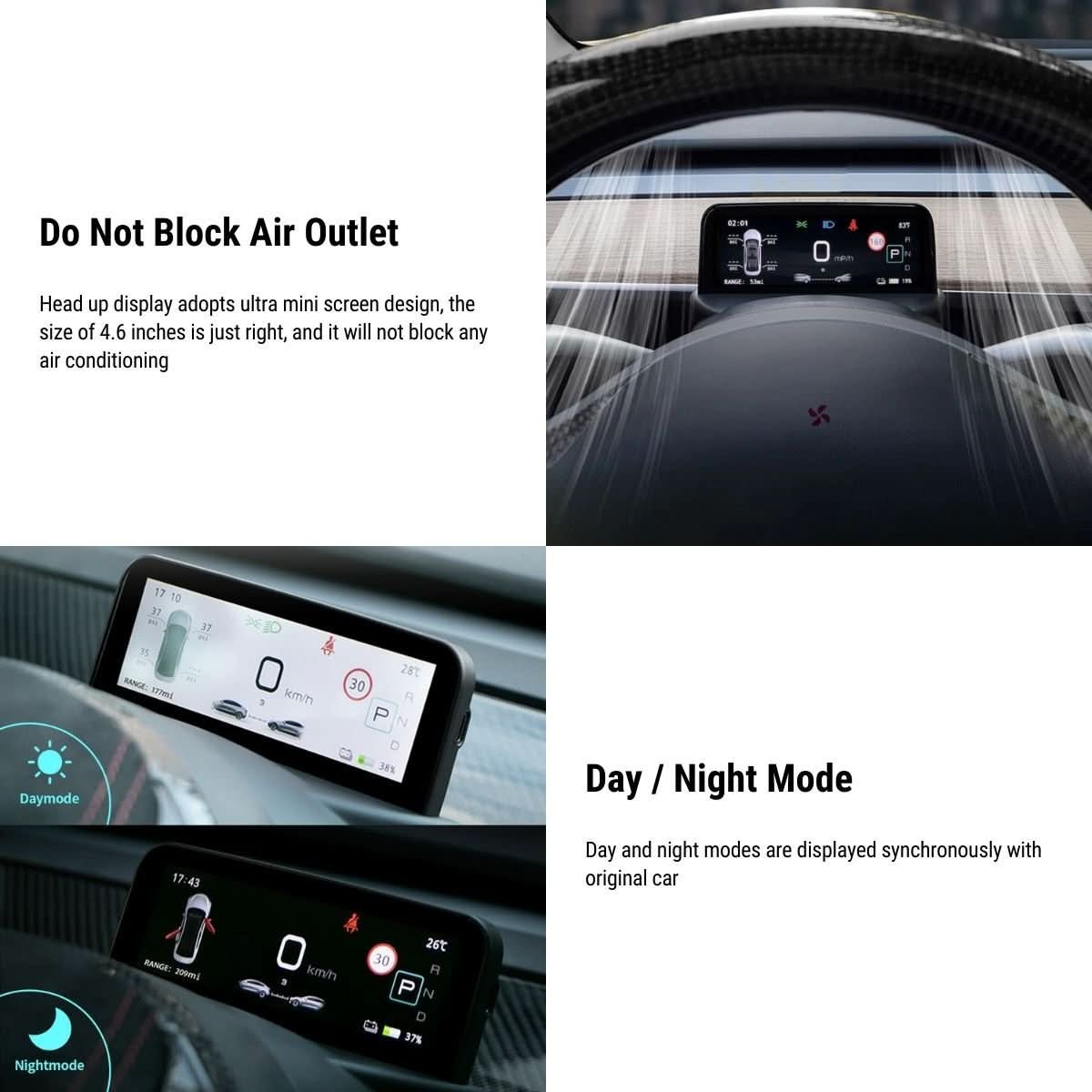 TESERY 4.6'' Mini Display Screen for Tesla Model 3 / Y