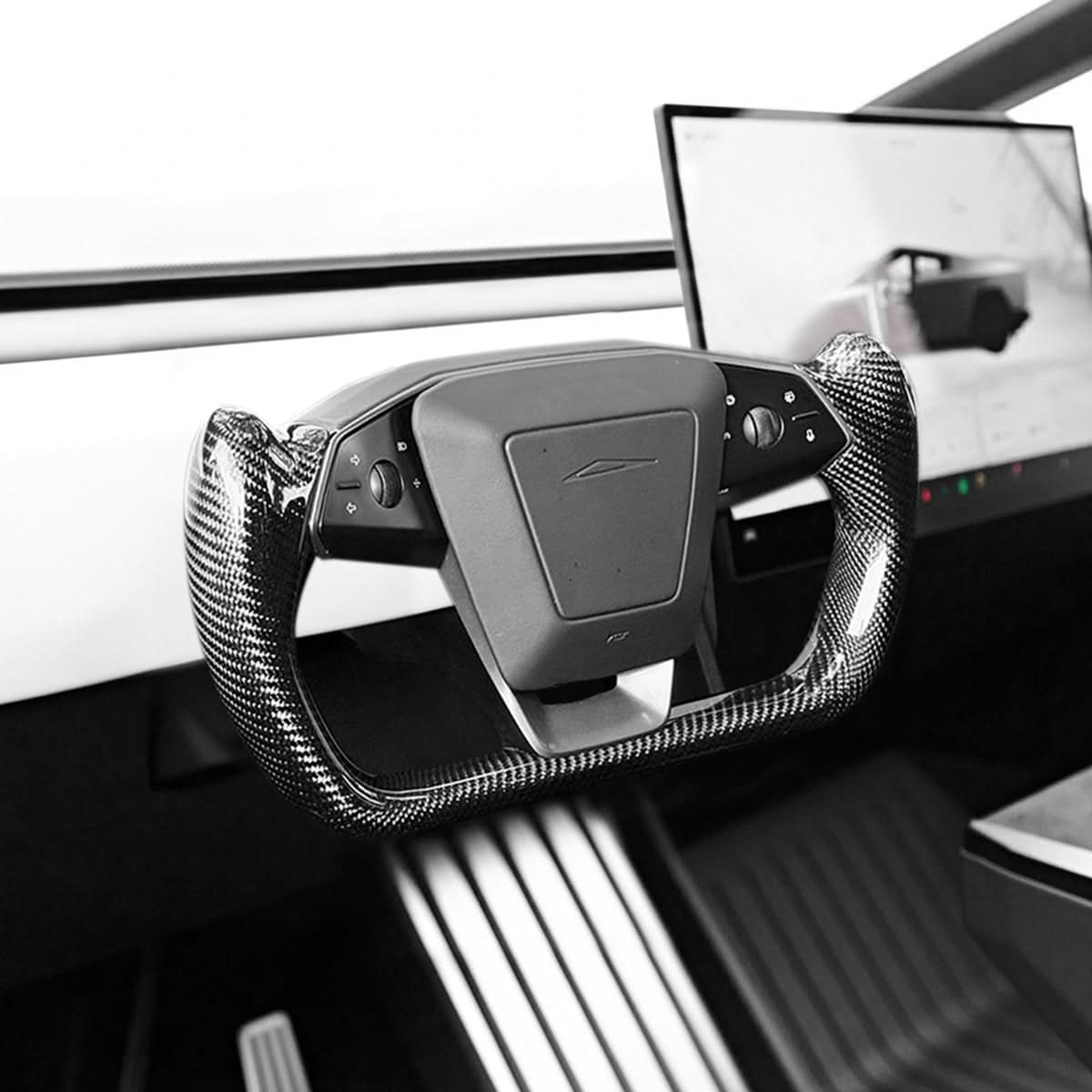 TESERY Cybertruck Carbon Fiber Yoke Steering Wheel